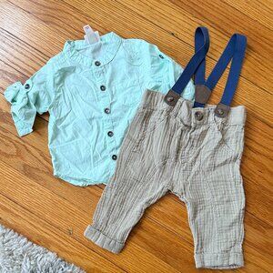 Cat & Jack 3-6M 2-Piece Button Down & Waffle Pant